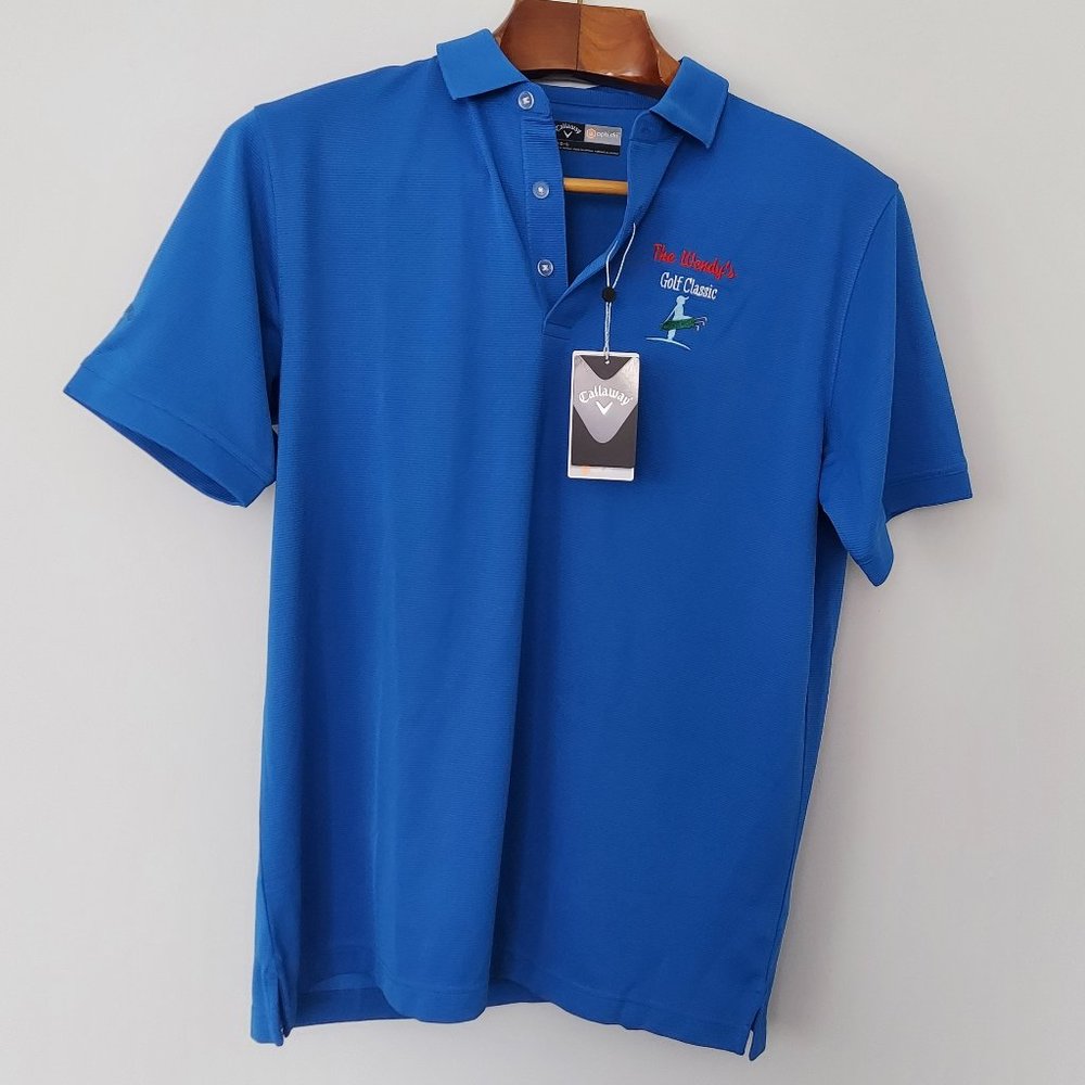 NWT Callaway Polo Shirt Embroidered The Wendy's Golf Classic, Large, Blue